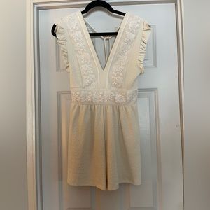 Zara Embroidered Off-White Romper